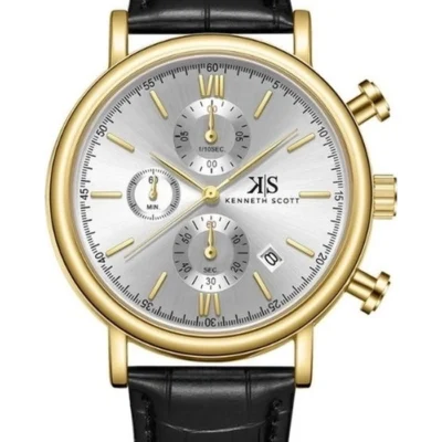 Kenneth Scott Men's White Dial Chrono & Multi Function Watch
