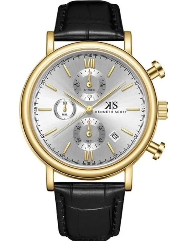 Kenneth Scott Men's White Dial Chrono & Multi Function Watch