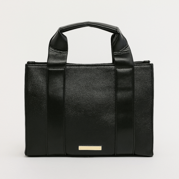 Elegant Black Color-Block Handbag