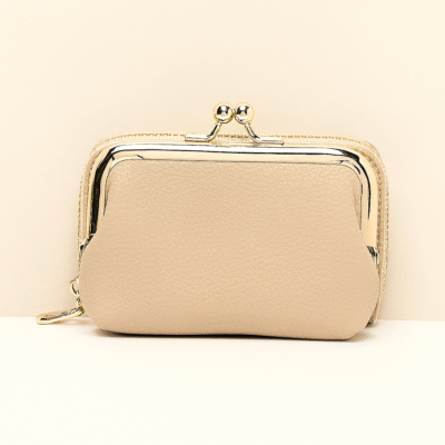 Elegant Beige Leather Women's Coin Purse