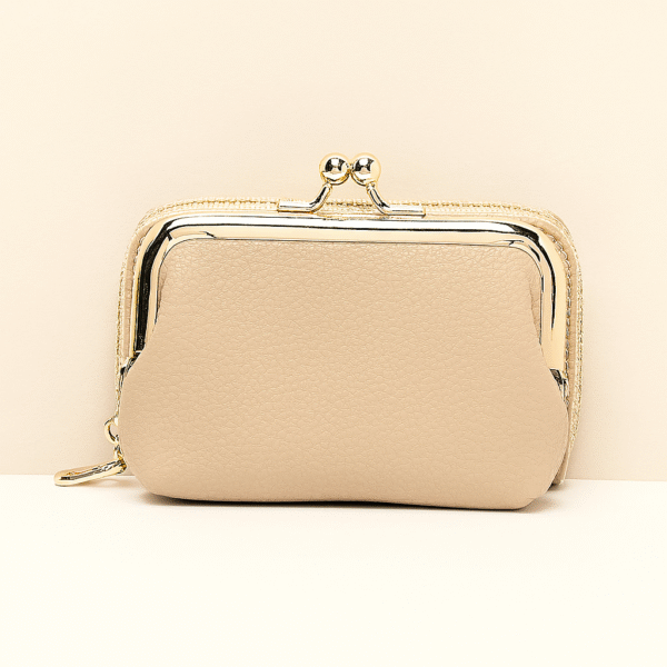 Elegant Beige Leather Women's Coin Purse