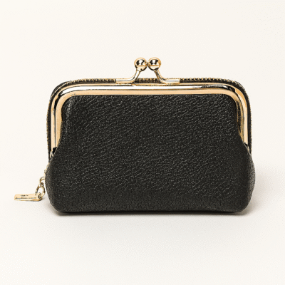 Classic Black Leather Coin Purse