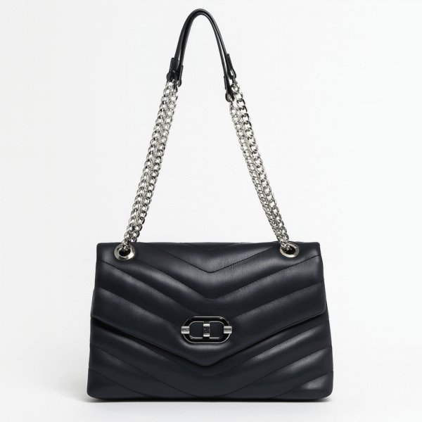 Elegant Black Quilted Chain Shoulder Bag