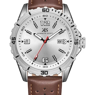 Kenneth Scott Men's White Dial Analog Watch for Everyday Wear