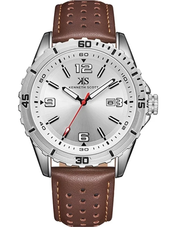 Kenneth Scott Men's White Dial Analog Watch for Everyday Wear