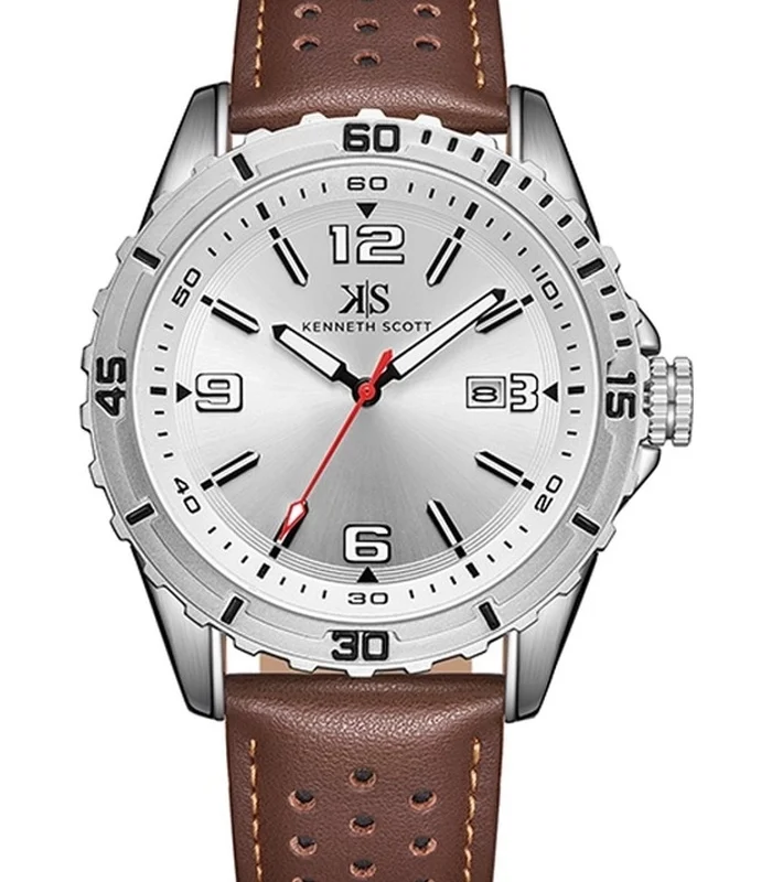 Kenneth Scott Men's White Dial Analog Watch for Everyday Wear