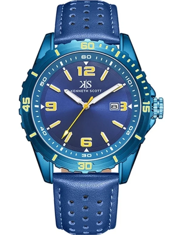 Kenneth Scott Men's Blue Dial Analog Watch for Everyday Style