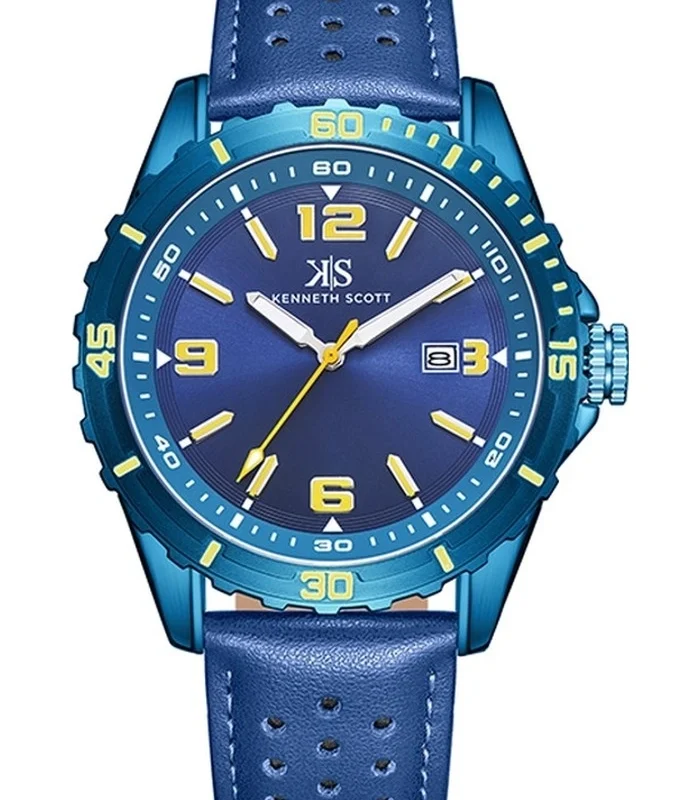 Kenneth Scott Men's Blue Dial Analog Watch for Everyday Style