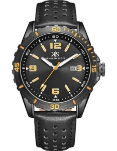 Kenneth Scott Men's Black Dial Analog Watch with Minimalist Design