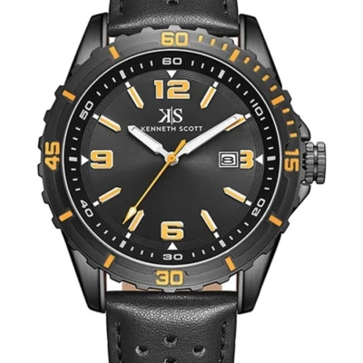 Kenneth Scott Men's Black Dial Analog Watch with Minimalist Design
