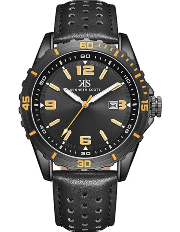 Kenneth Scott Men's Black Dial Analog Watch with Minimalist Design