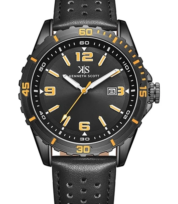 Kenneth Scott Men's Black Dial Analog Watch with Minimalist Design