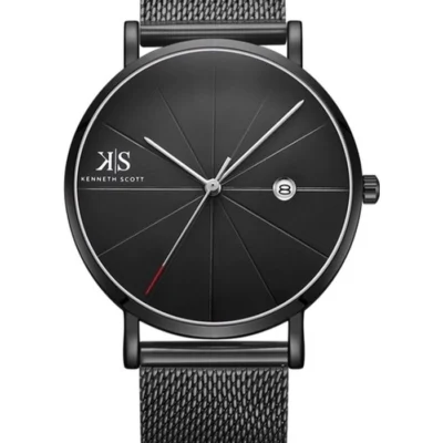 Kenneth Scott Men's Black Dial Analog Watch