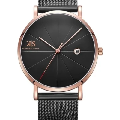 Kenneth Scott Men's Black Dial Analog Watch