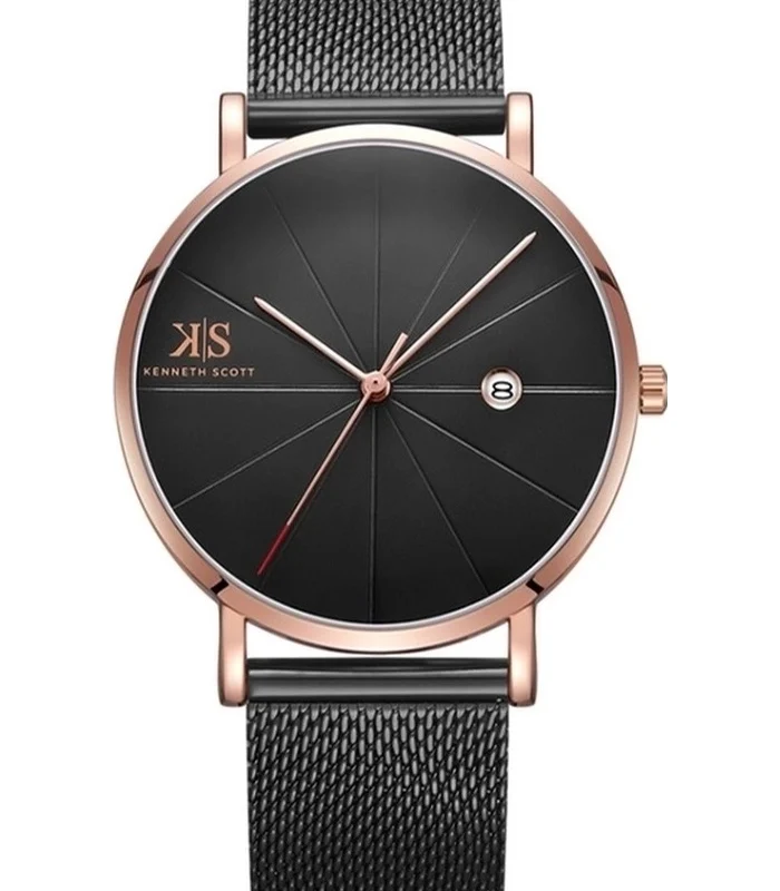 Kenneth Scott Men's Black Dial Analog Watch