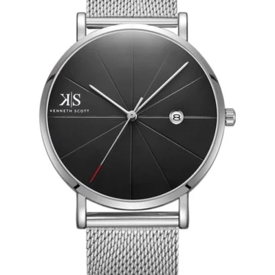 Kenneth Scott Men's Black Dial Analog Watch