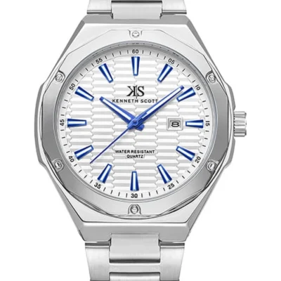 Kenneth Scott Men's White Dial Analog Watch