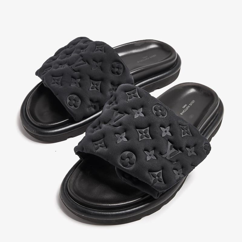 Louis Vuitton Black Monogram Slides