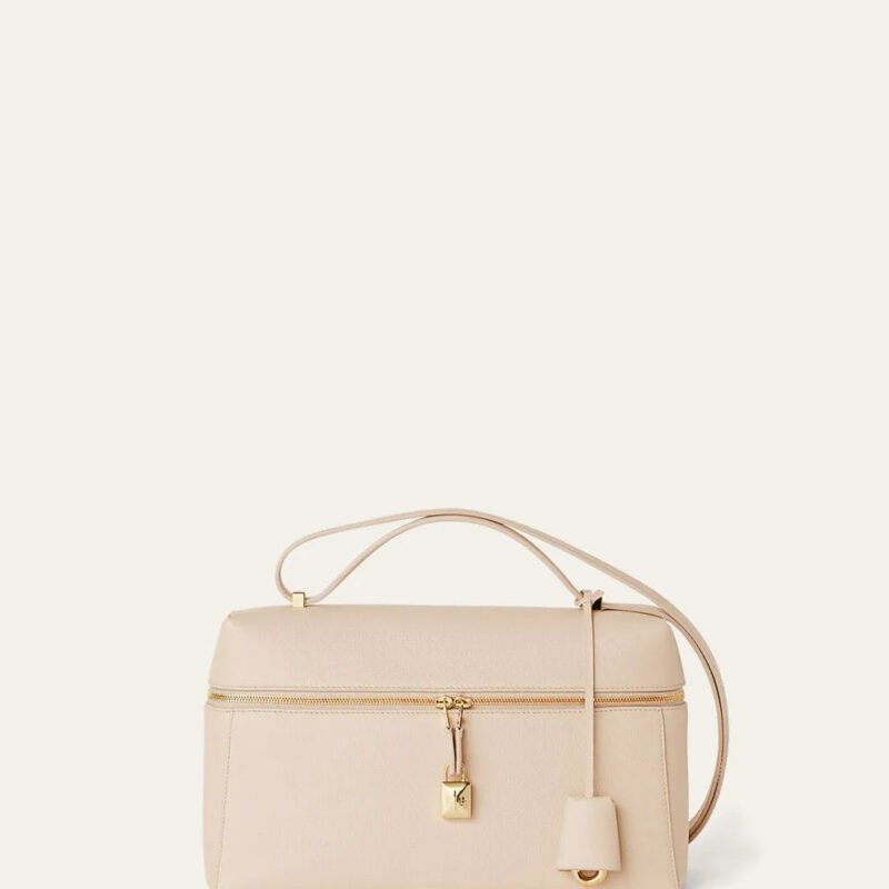 Loro Piana Beige Leather Shoulder Bag – Gold Lock Detail