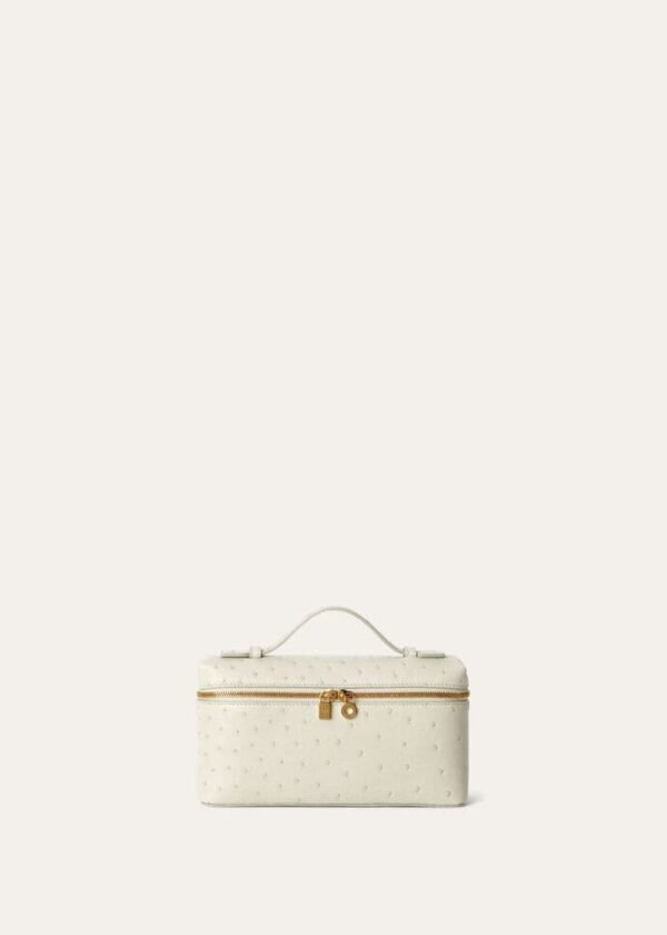 Loro Piana Ostrich Leather Vanity Bag – Ivory Gold