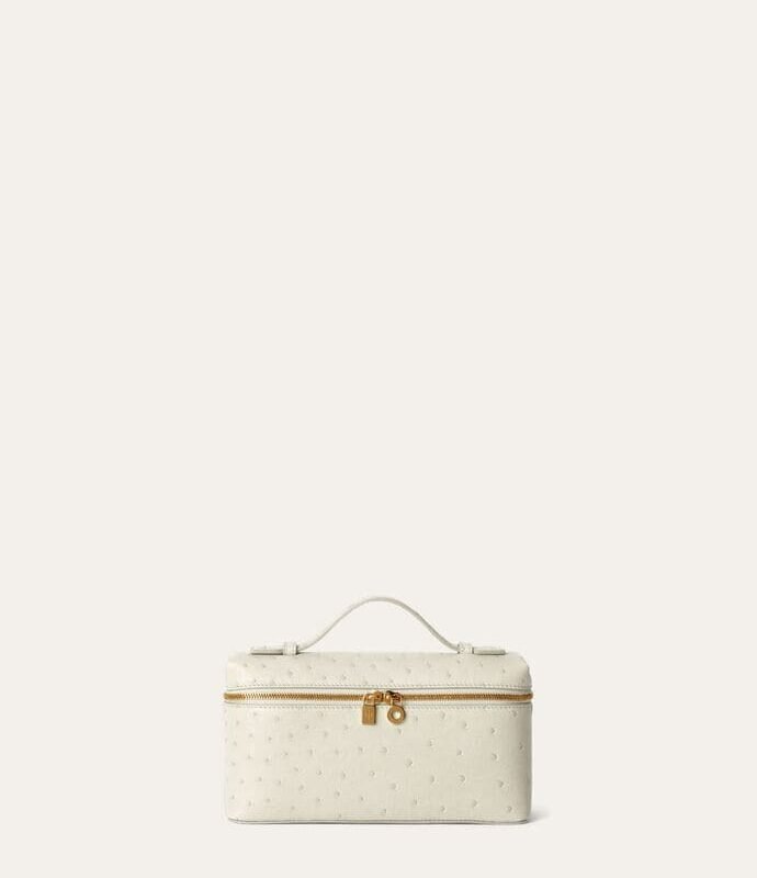 Loro Piana Ostrich Leather Vanity Bag – Ivory Gold