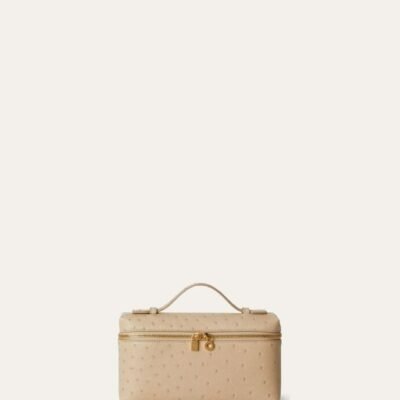 Loro Piana Beige Ostrich Leather Bag