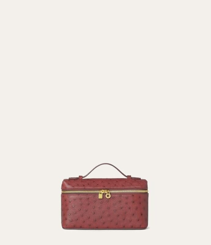 Loro Piana Burgundy Ostrich Leather Bag