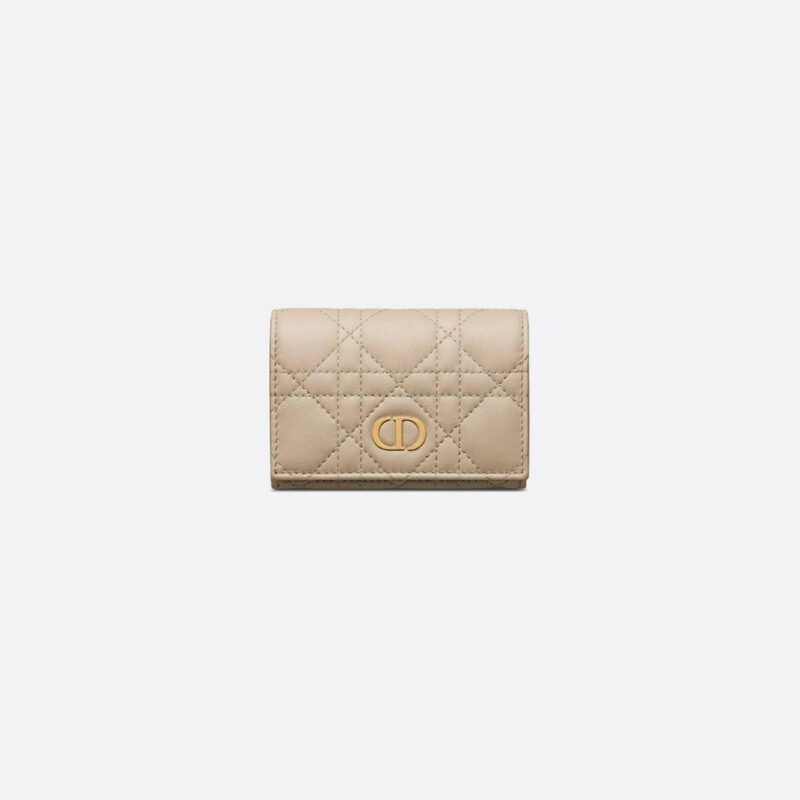 Dior Beige Cannage Leather Compact Wallet