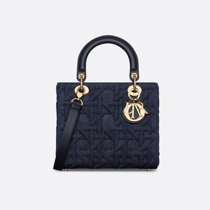 Dior Lady Dior Bag – Navy Blue Denim with Gold Hardwar