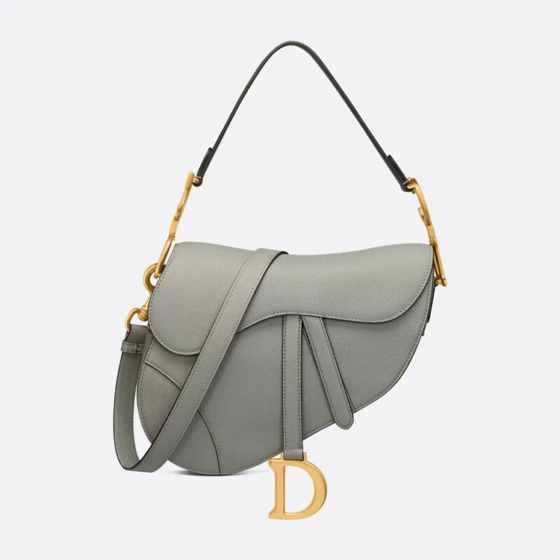 Dior Saddle Bag – Grey Leather with Gold Hardware