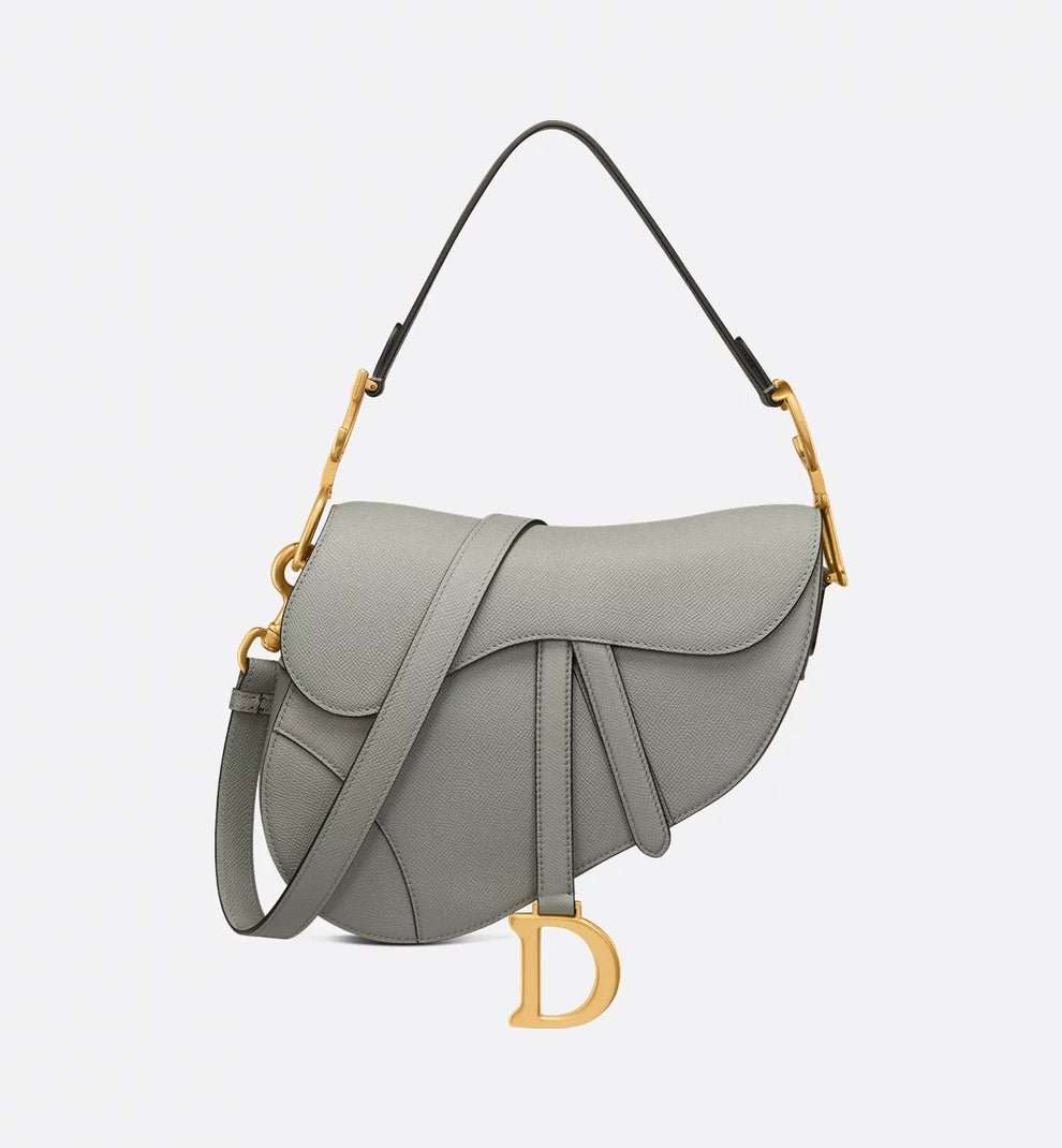 Dior Saddle Bag – Grey Leather with Gold Hardware