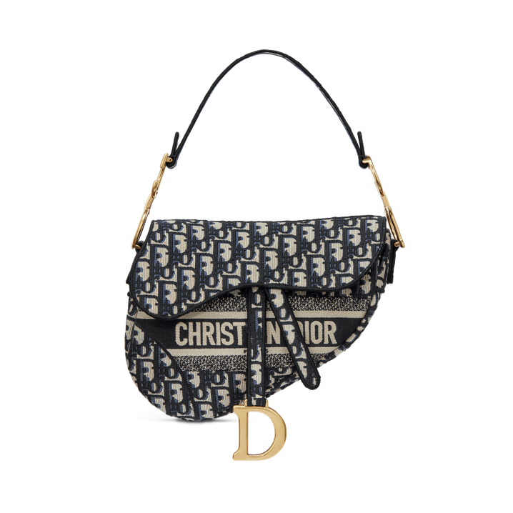 Dior Saddle Bag – Blue Oblique Jacquard with Gold Hardware