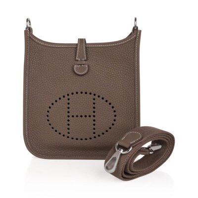 Hermès Evelyne TPM Etoupe Clemence Leather Bag