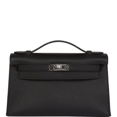 Hermès Kelly Pochette Black Swift Leather