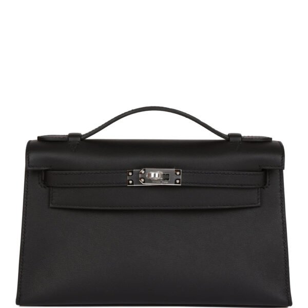 Hermès Kelly Pochette Black Swift Leather