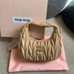 Miu Miu Beige Matelassé Mini Hobo Bag