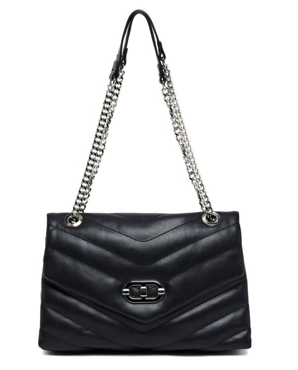 Elegant Black Quilted Chain Shoulder Bag - Image 2
