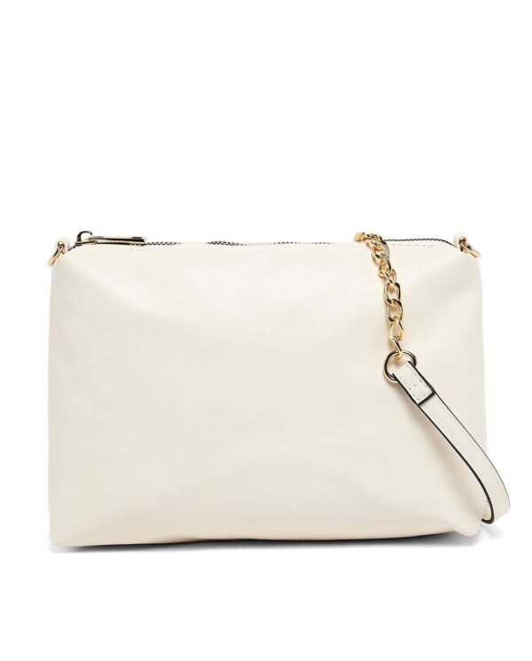 Elegant Beige Tote Bag with Inner Pouch and Chain Handle - Image 7