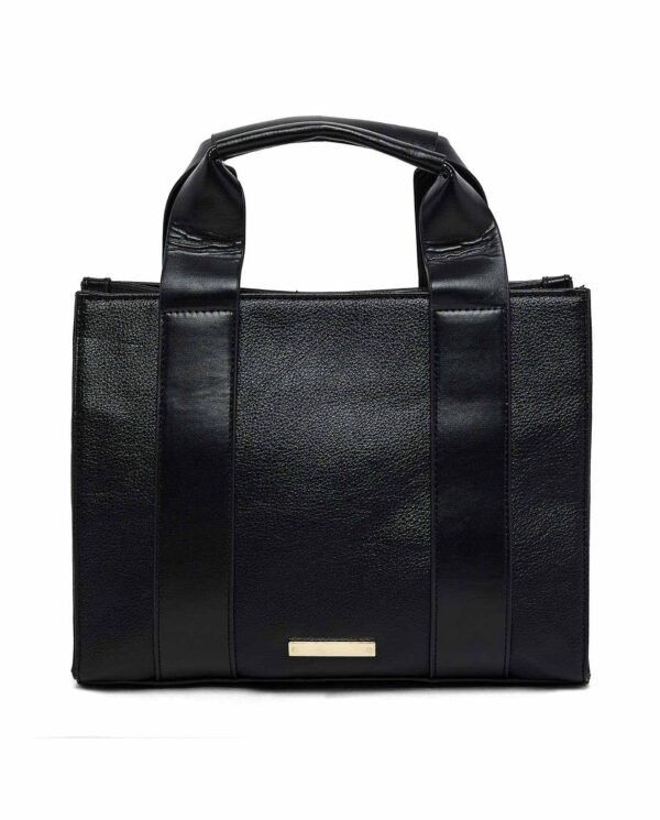 Elegant Black Color-Block Handbag - Image 2