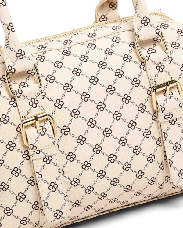 Cream Monogram Canvas Handbag - Image 5