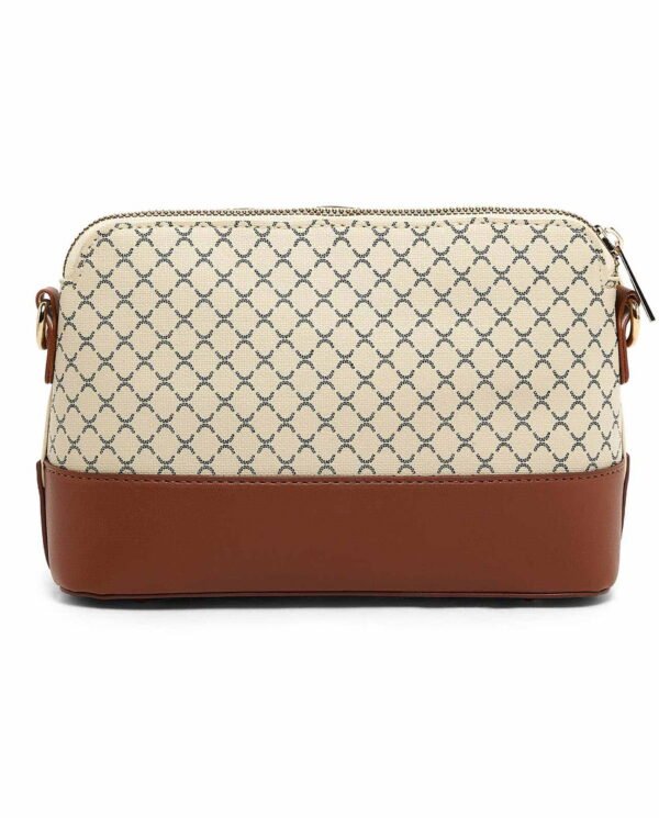 Beige Monogram Canvas & Brown Leather-Trim Pouch - Image 4