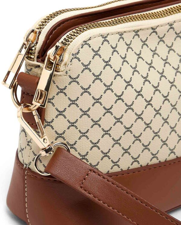 Beige Monogram Canvas & Brown Leather-Trim Pouch - Image 5