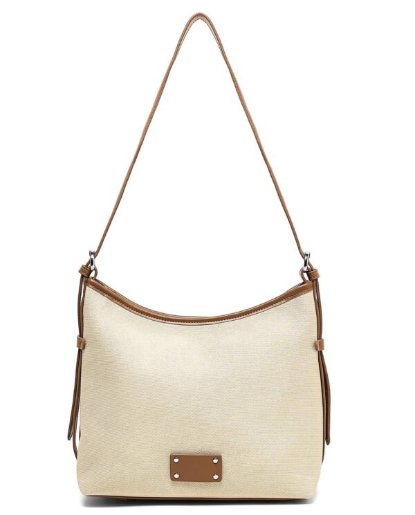 Beige Canvas Shoulder Bag - Image 2