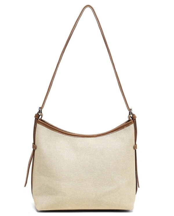 Beige Canvas Shoulder Bag - Image 4