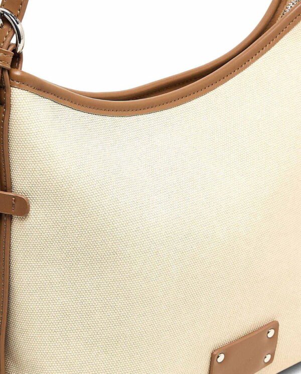 Beige Canvas Shoulder Bag - Image 5