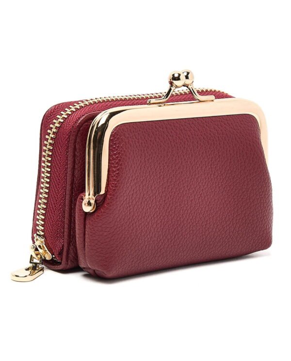 Elegant Burgundy Leather Women's Coin Purse - Image 2
