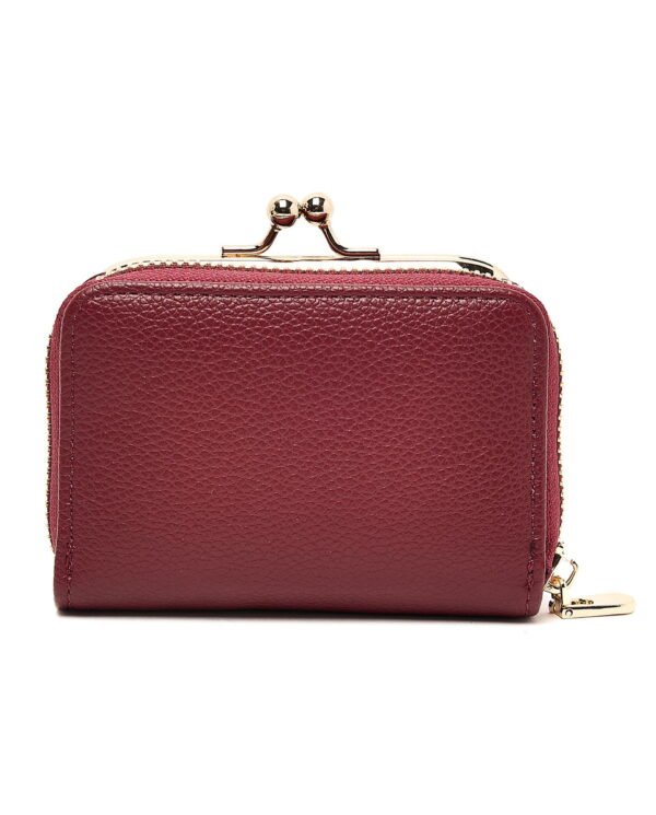 Elegant Burgundy Leather Women's Coin Purse - Image 3