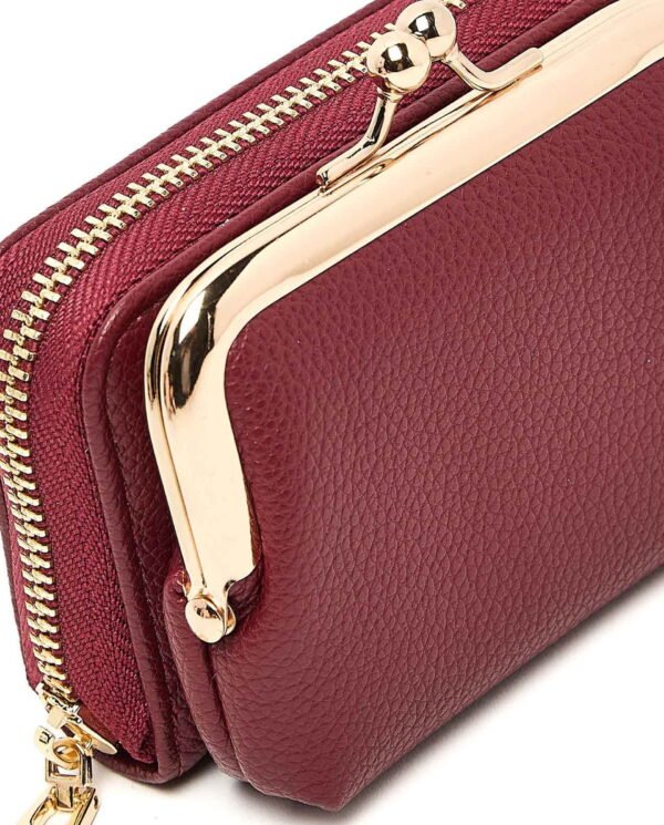 Elegant Burgundy Leather Women's Coin Purse - Image 4