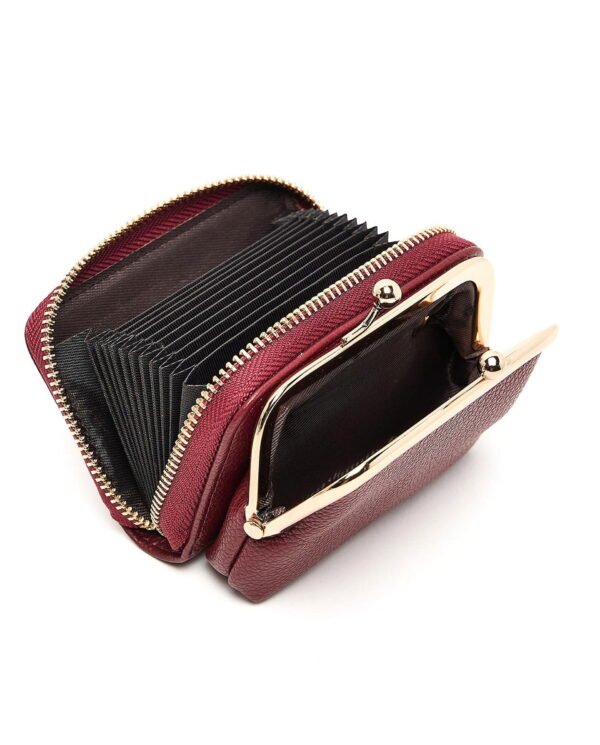 Elegant Burgundy Leather Women's Coin Purse - Image 5