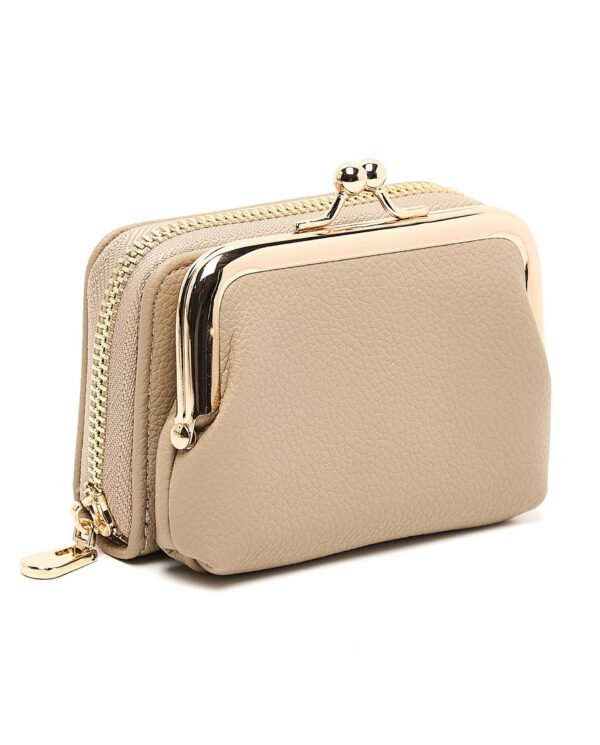 Elegant Beige Leather Women's Coin Purse - Image 3